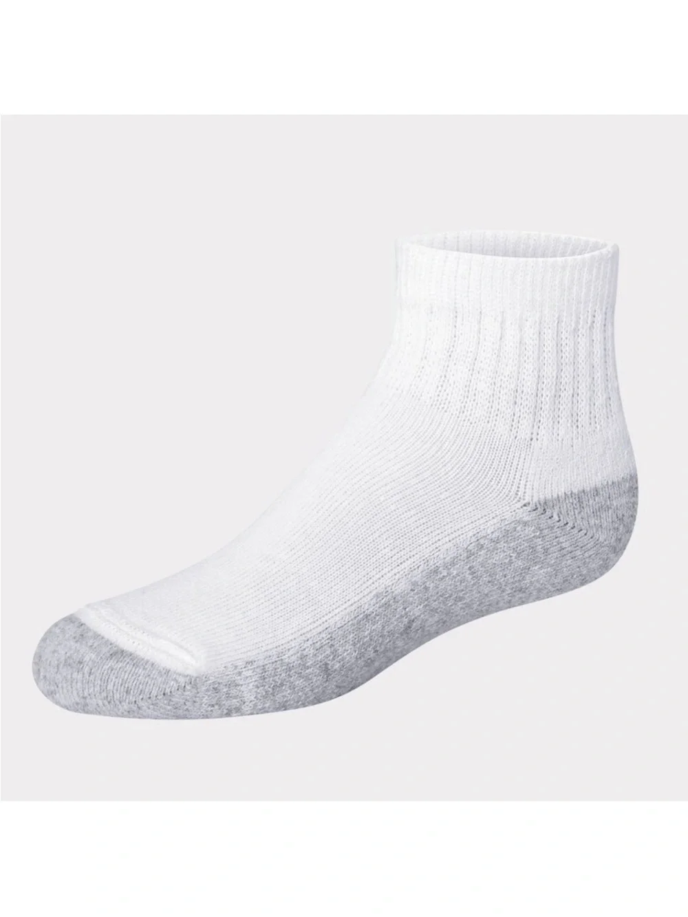 Hanes Boys' Cushion Ankle Socks - White & Gray 2 (12-Pack) total socks 22